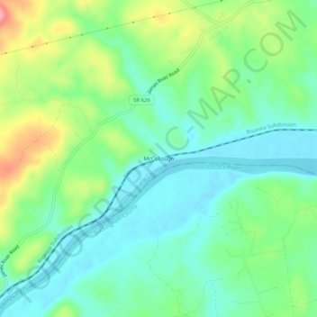 Topografisk kart McCullough, høyde, relieff