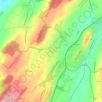 Topografisk kart Billens, høyde, relieff