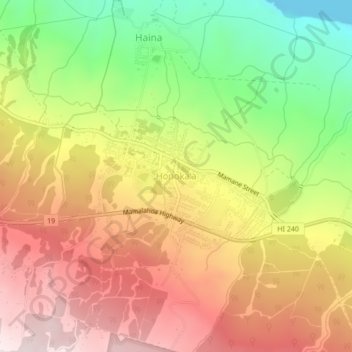 Topografisk kart Honokaa, høyde, relieff