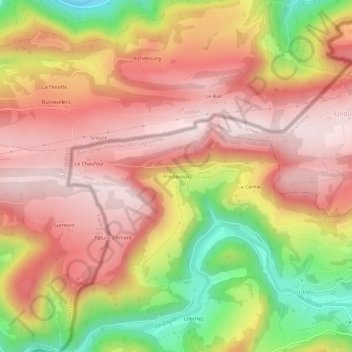 Topografisk kart Froidevaux, høyde, relieff