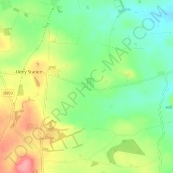 Topografisk kart Cultercullen, høyde, relieff