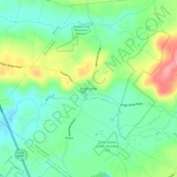 Topografisk kart Ridge Valley, høyde, relieff