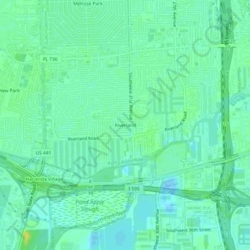 Topografisk kart Riverland, høyde, relieff