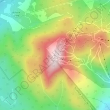 Topografisk kart Gore Mountain, høyde, relieff