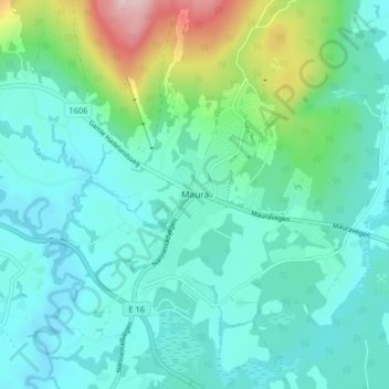Topografisk kart Maura, høyde, relieff