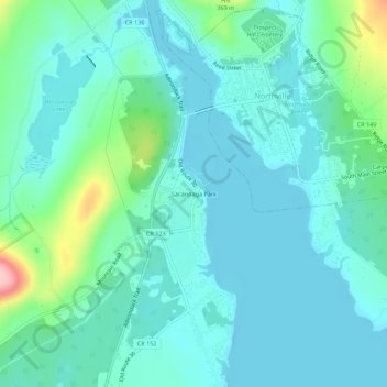 Topografisk kart Sacandaga Park, høyde, relieff