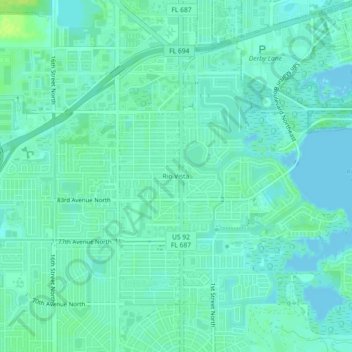Topografisk kart Rio Vista, høyde, relieff
