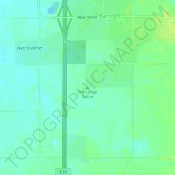 Topografisk kart The Ledge, høyde, relieff