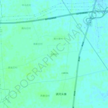 Topografisk kart Shiqiaocun, høyde, relieff