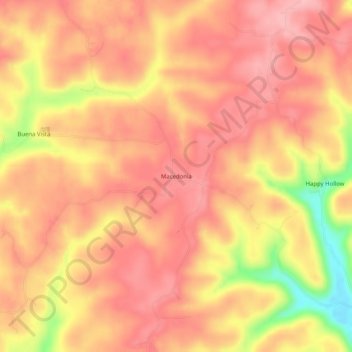 Topografisk kart Macedonia, høyde, relieff
