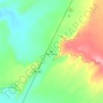 Topografisk kart The Notch, høyde, relieff