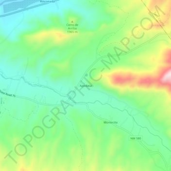 Topografisk kart Apodaca, høyde, relieff