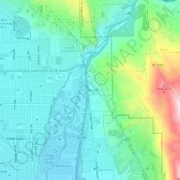 Topografisk kart Caryhurst, høyde, relieff