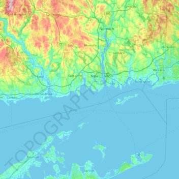 Topografisk kart High Rock, høyde, relieff