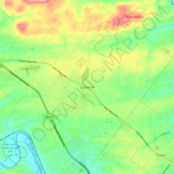 Topografisk kart Limerick, høyde, relieff