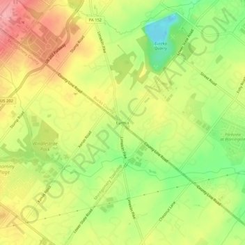 Topografisk kart Eureka, høyde, relieff