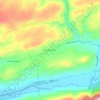 Topografisk kart Christian Corner, høyde, relieff