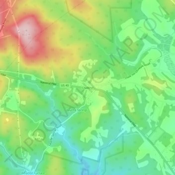 Topografisk kart Chalkhill, høyde, relieff
