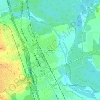 Topografisk kart Joppa, høyde, relieff