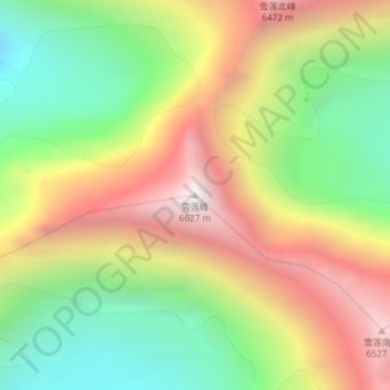 Topografisk kart 雪蓮峰, høyde, relieff