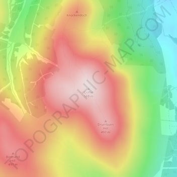 Topografisk kart Criffel, høyde, relieff