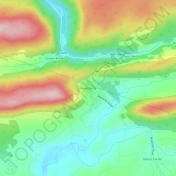 Topografisk kart Nuremberg, høyde, relieff