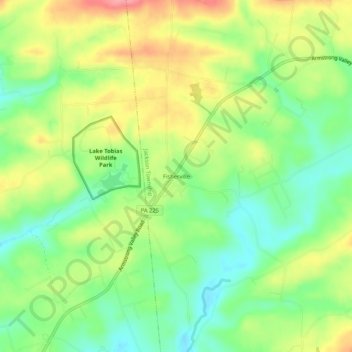 Topografisk kart Fisherville, høyde, relieff