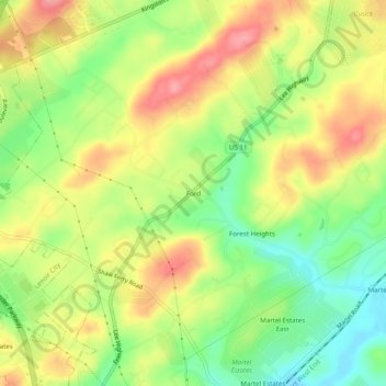 Topografisk kart Ford, høyde, relieff