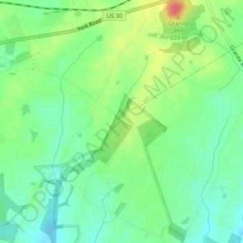 Topografisk kart Cress Ridge, høyde, relieff