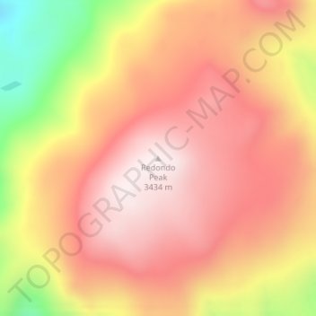Topografisk kart Redondo Peak, høyde, relieff