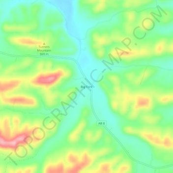 Topografisk kart Big Fork, høyde, relieff