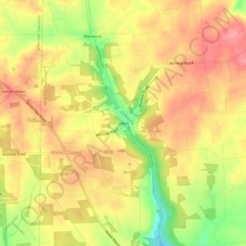 Topografisk kart Cabot, høyde, relieff