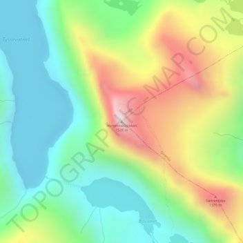 Topografisk kart Hornindalsrokken, høyde, relieff