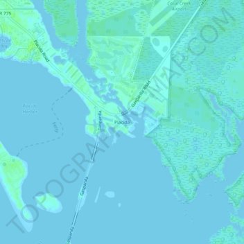 Topografisk kart Placida, høyde, relieff