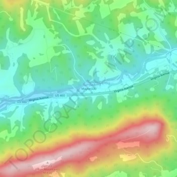Topografisk kart Maybrook, høyde, relieff