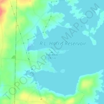 Topografisk kart Flat Rock, høyde, relieff