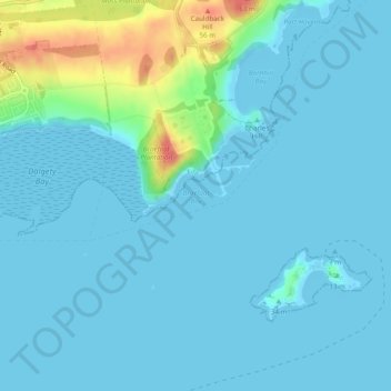 Topografisk kart Braefoot Bay, høyde, relieff