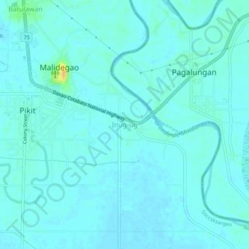 Topografisk kart Inug-ug, høyde, relieff