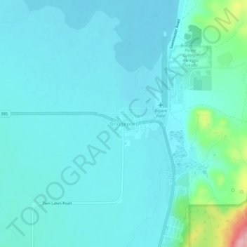 Topografisk kart Bridgeport, høyde, relieff