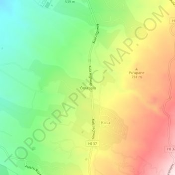 Topografisk kart Omaopio, høyde, relieff