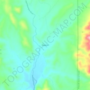 Topografisk kart Wagoner, høyde, relieff