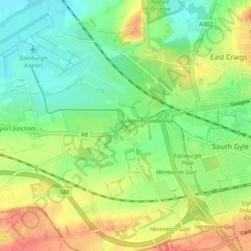 Topografisk kart Gogar, høyde, relieff