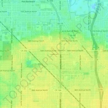 Topografisk kart Lealman, høyde, relieff