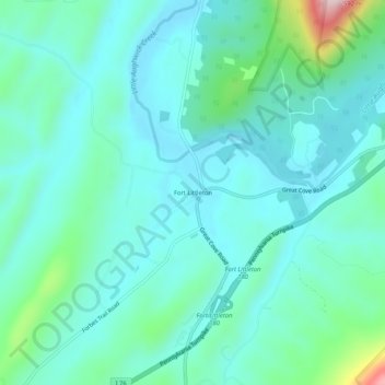 Topografisk kart Fort Littleton, høyde, relieff