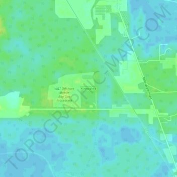 Topografisk kart Kirewakra, høyde, relieff