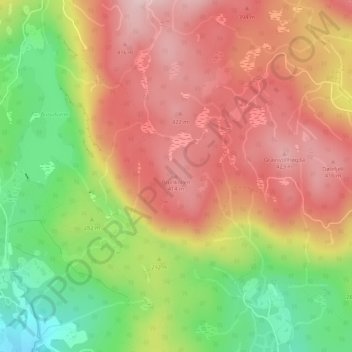 Topografisk kart Brunkollen, høyde, relieff