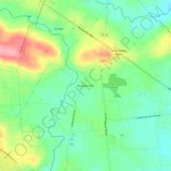 Topografisk kart Brandamore, høyde, relieff