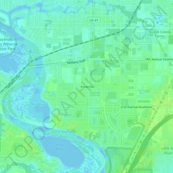 Topografisk kart Amanda, høyde, relieff