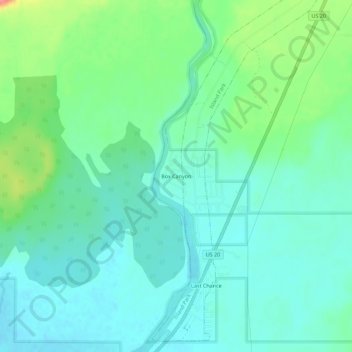 Topografisk kart Box Canyon, høyde, relieff