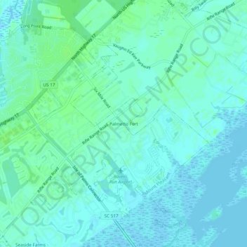 Topografisk kart Palmetto Fort, høyde, relieff